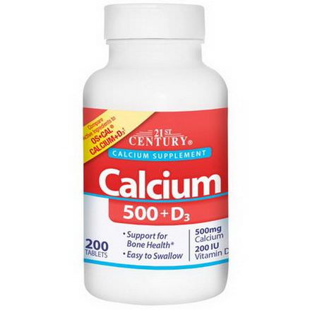 21st Century Health Care, Calcium 500 D3, 200 Tablets