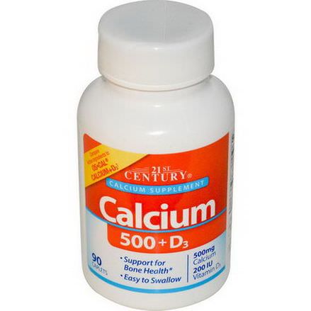 21st Century Health Care, Calcium 500 D3, 90 Caplets