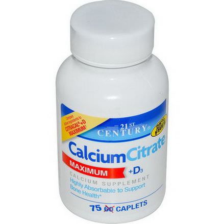 21st Century Health Care, Calcium Citrate D3, 75 Caplets