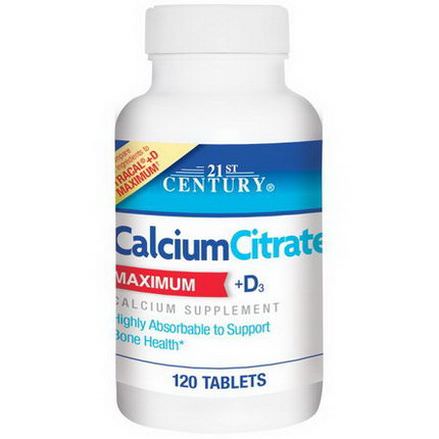 21st Century Health Care, Calcium Citrate Maximum D3, 120 Tablets
