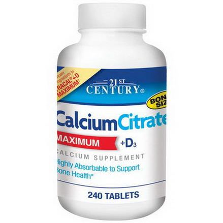 21st Century Health Care, CalciumCitrate, Maximum, +D3, 240 Tablets