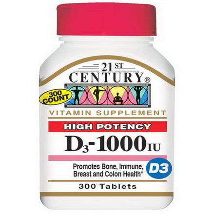 21st Century Health Care, Vitamin D3, 1000 IU, 300 Tablets