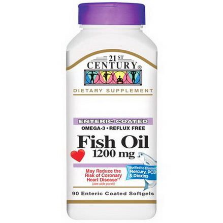 21st Century Health Care, Fish Oil, 1,200mg, 90 Enteric Coated Softgels