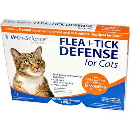 21st Century Health Care, Flea Tick Defense for Cats 8 Weeks or Older, 3 Applicators, 0.017 fl oz Each