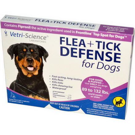 21st Century Health Care, Flea Tick Defense for Dogs 89-132 lbs. 3 Applicators, 0.136 fl oz Each