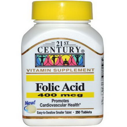21st Century Health Care, Folic Acid, 400mcg, 250 Tablets