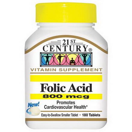 21st Century Health Care, Folic Acid, 800mcg, 180 Tablets