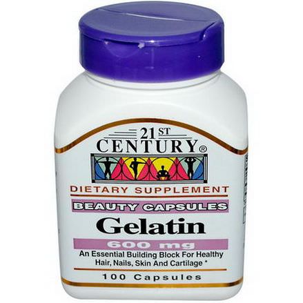 21st Century Health Care, Gelatin, 600mg, 100 Capsules