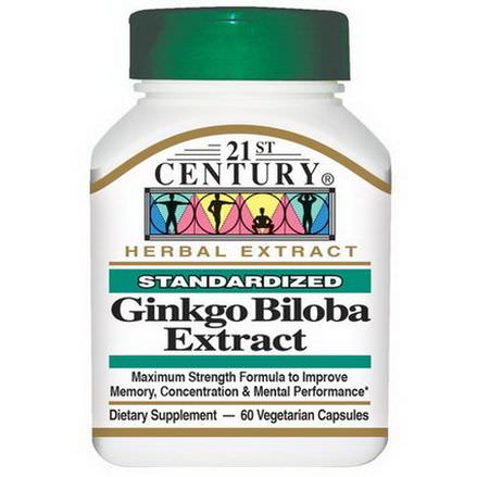21st Century Health Care, Ginkgo Biloba Extract, Standardized, 60 Veggie Caps