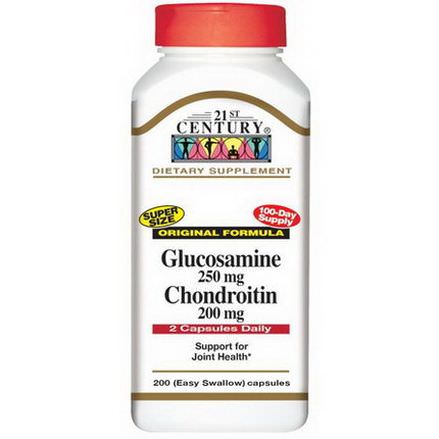21st Century Health Care, Glucosamine 250mg Chondroitin 200mg, Original Formula Easy Swallow Capsules