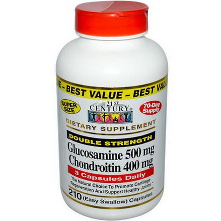 21st Century Health Care, Glucosamine 500mg, Chondroitin 400mg, Double Strength, 210 Easy Swallow Capsules