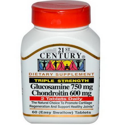 21st Century Health Care, Glucosamine 750mg, Chondroitin 600mg, Triple Strength Easy Swallow Tablets