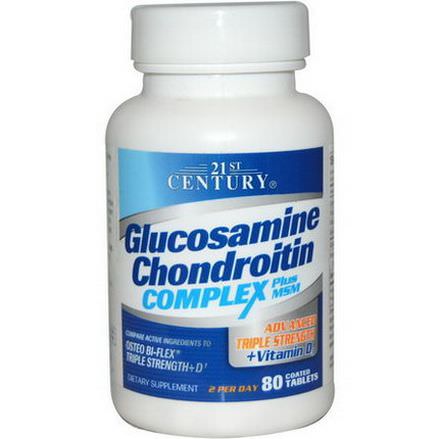 21st Century Health Care, Glucosamine Chondroitin Complex Plus MSM, 80 Coated Tablets