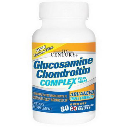 21st Century Health Care, Glucosamine Chondroitin Complex Plus MSM, Advanced Triple Strength, 80 Tablets