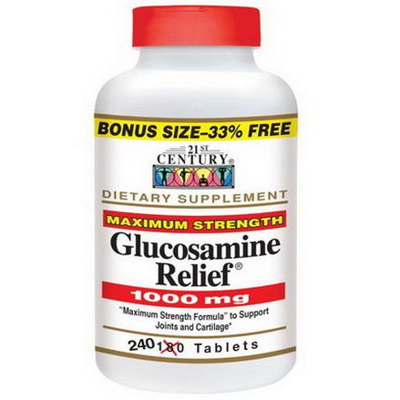 21st Century Health Care, Glucosamine Relief, Maximum Supplement, 1000mg, 240 Tablets