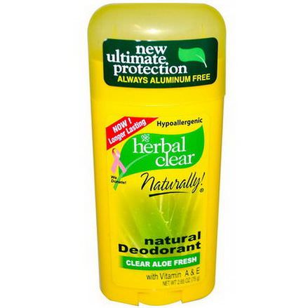 21st Century Health Care, Herbal Clear, Natural Deodorant, Clear Aloe Fresh 75g