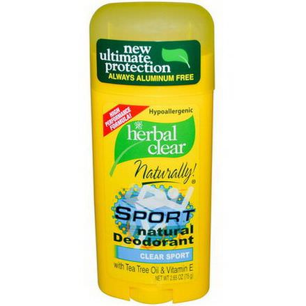 21st Century Health Care, Herbal Clear Naturally, Sport Natural Deodorant, Clear Sport 75g