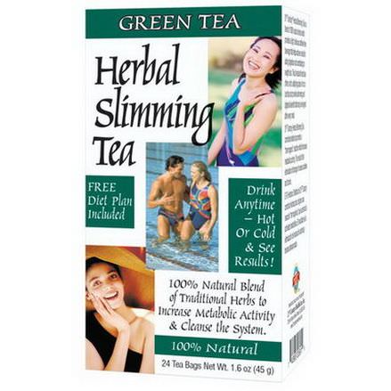21st Century Health Care, Herbal Slimming Tea, Green Tea, 24 Tea Bags 45g