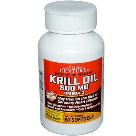 21st Century Health Care, Krill Oil, 300mg, 60 Softgels