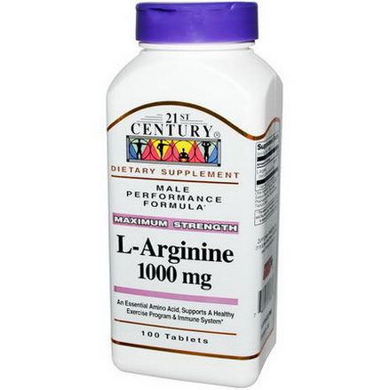 21st Century Health Care, L-Arginine, Maximum Strength, 1000mg, 100 Tablets
