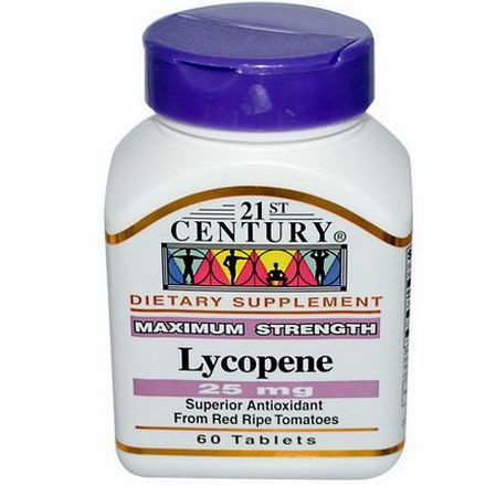 21st Century Health Care, Lycopene, Maximum Strength, 25mg, 60 Tablets