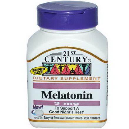 21st Century Health Care, Melatonin, 3mg, 200 Tablets