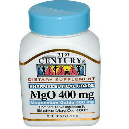 21st Century Health Care, MgO, Magnesium Oxide, 400mg, 90 Tablets