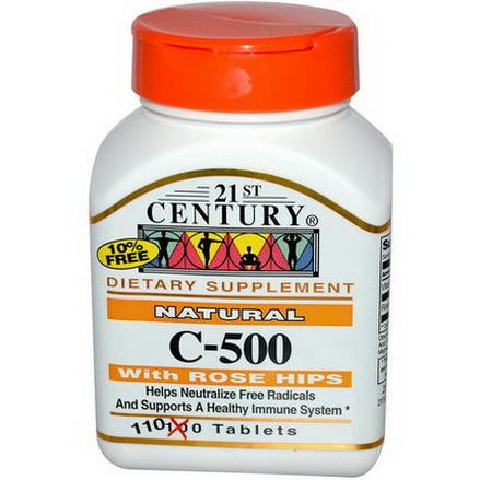 21st Century Health Care, Natural C-500 with Rose Hips, 110 Tablets