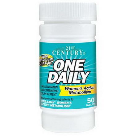 21st Century Health Care, One Daily Women's Active Metabolism, 50 Tablets