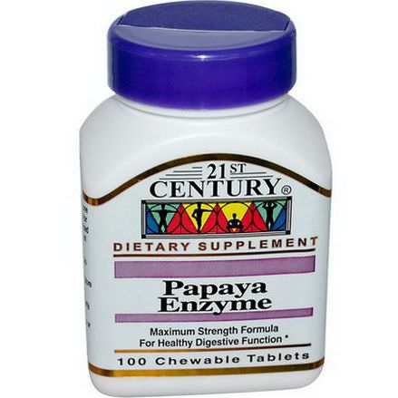 21st Century Health Care, Papaya Enzyme, 100 Chewable Tablets