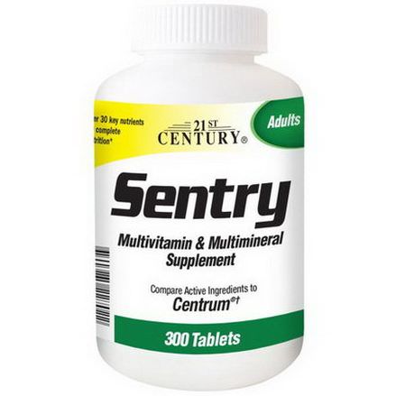 21st Century Health Care, Sentry, Multivitamin&Multimineral Supplement, Adults, 300 Tablets