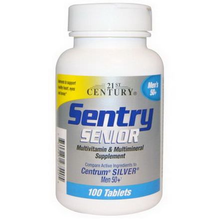 21st Century Health Care, Sentry, Senior, Men's 50+, Multivitamin&Multimineral Supplement, 100 Tablets