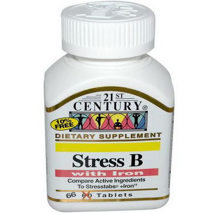 21st Century Health Care, Stress B, with Iron, 66 Tablets