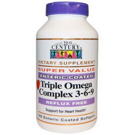 21st Century Health Care, Triple Omega Complex 3-6-9, 180 Enteric Coated Softgels