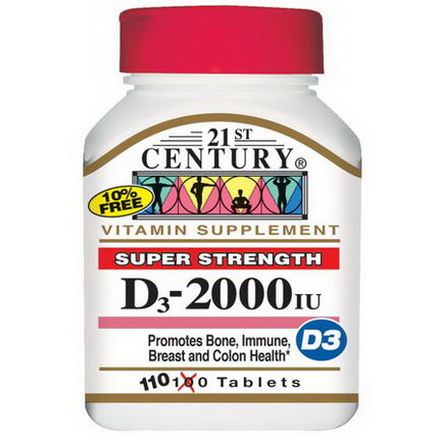 21st Century Health Care, Vitamin D3, Super Strength, 2000 IU, 110 Tablets