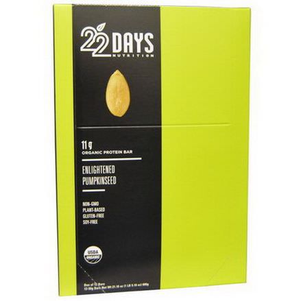 22 Days Nutrition, 11g Organic Protein Bar, Enlightened Pumpkinseed, 12 Bars 50g Each