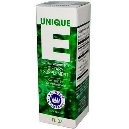 A.C. Grace Company, Unique E, Natural Vitamin E Oil, 1 fl oz