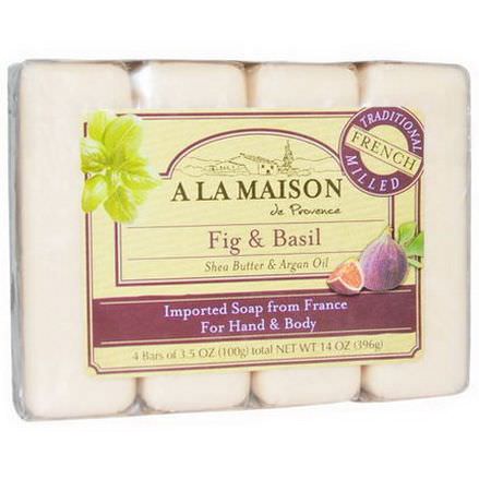 A La Maison de Provence, Hand&Body Bar Soap, Fig&Basil, 4 Bars, 3.5 oz Each