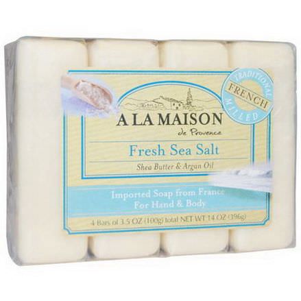 A La Maison de Provence, Hand&Body Bar Soap, Fresh Sea Salt, 4 Bars, 3.5 oz Each