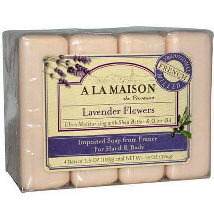 A La Maison de Provence, Hand&Body Bar Soap, Lavender Flowers, 4 Bars 100g Each
