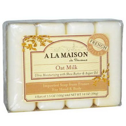 A La Maison de Provence, Hand&Body Bar Soap, Oat Milk, 4 Bars 100g Each