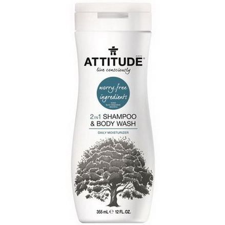 ATTITUDE, 2 in 1 Shampoo&Body Wash, Daily Moisturizer 355ml