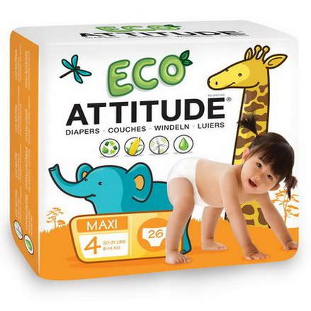 ATTITUDE, Eco Diapers, Maxi, 26 Diapers