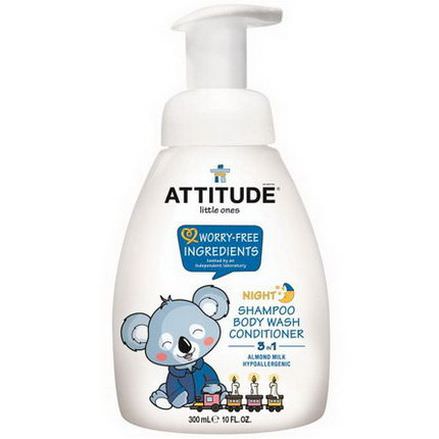ATTITUDE, Little Ones, 3 in 1 Shampoo, Body Wash, Conditioner, Night, Almond Milk 300ml