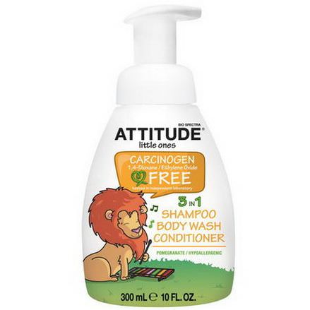 ATTITUDE, Little Ones, 3 in 1 Shampoo, Body Wash, Conditioner, Pomegranate 300ml
