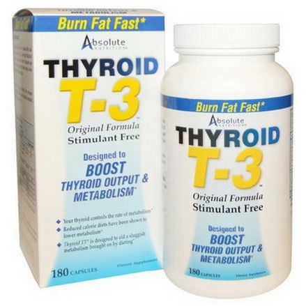Absolute Nutrition, Thyroid T-3, Original Formula, 180 Capsules