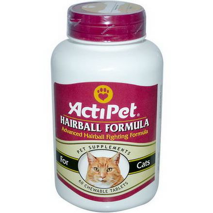 Actipet, Hairball Formula, For Cats, 60 Chewable Tablets