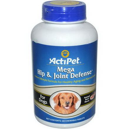 Actipet, Mega Hip&Joint Defense, For Dogs, Natural Beef Flavor, 60 Chewable Tablets