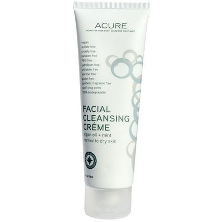 Acure Organics, Facial Cleansing Creme, Argan Oil Mint 118ml
