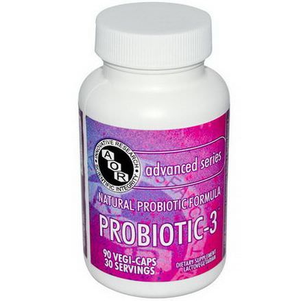Advanced Orthomolecular Research AOR, Advanced Series, Probiotic-3, Natural Probiotic Formula, 90 Veggie Caps